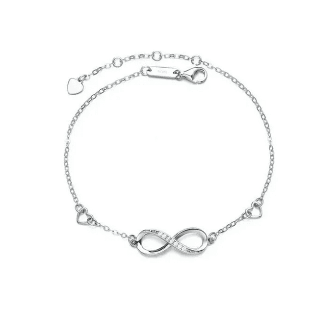 Fina Pulsera Amor Infinito Plata 925 Con Corazones Ajustable Xtellar plateado