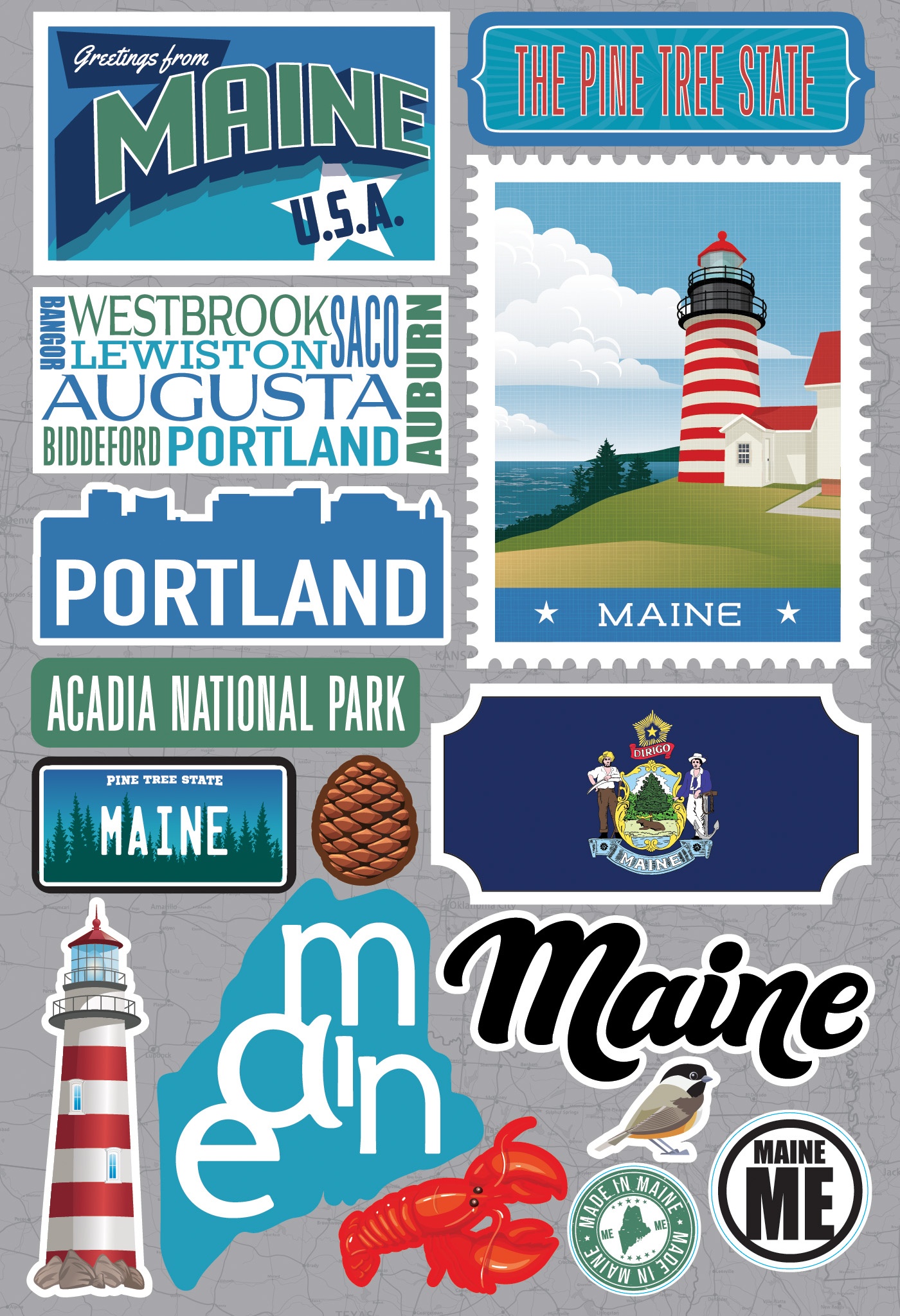 Reminisce Jet Setters 3.0 State Dimensional Stickers – Montana-Design, 3D-Aufkleber Für Scrapbooking & Deko