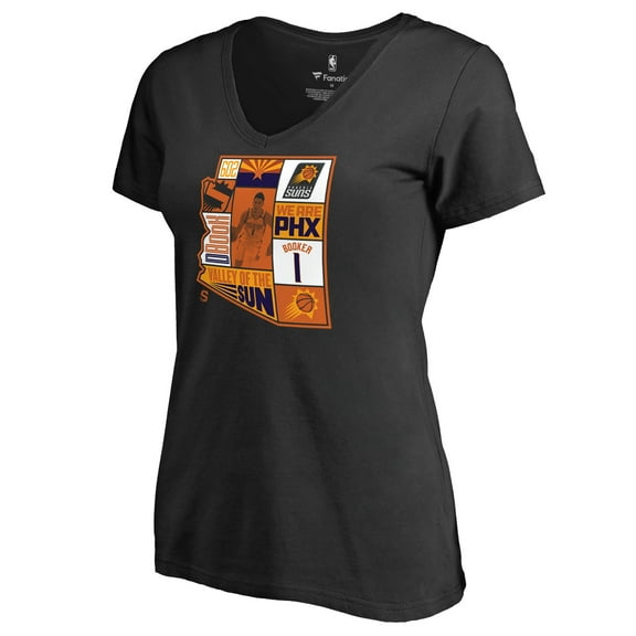 Women's Devin Booker Black Phoenix Suns Player State V-Neck T-Shirt