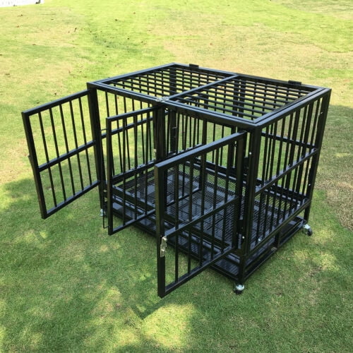 Walsport 48" Heavy Duty Dog Cage with Divider Strong Metal Crate Pet