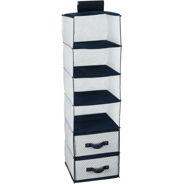 Delta Children 6Shelf Hanging Storage Unit with 2 Drawers, Navy