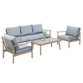thumbnail image 2 of 4-Piece Aluminum Patio Furniture Set, Rustproof Outdoor Conversation Set with 3-Seat Sofa, Armchairs and Coffee Table, 2 of 7