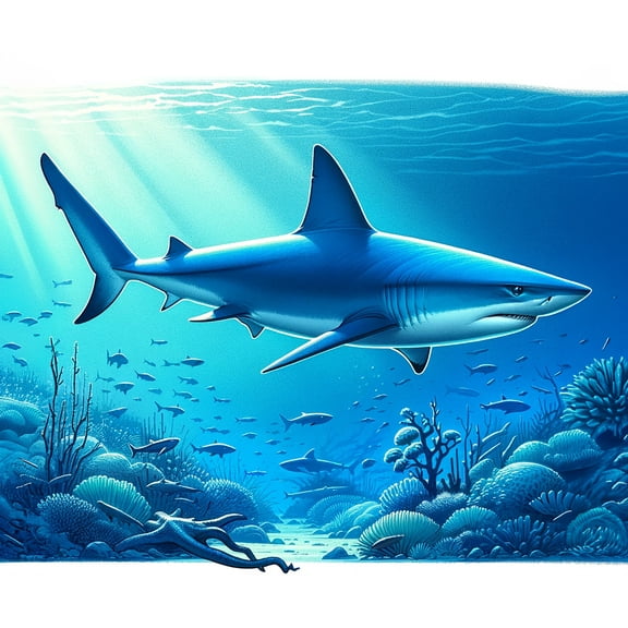 24x20in Blue shark (Prionace glauca) off southern California 【Photo Paper】