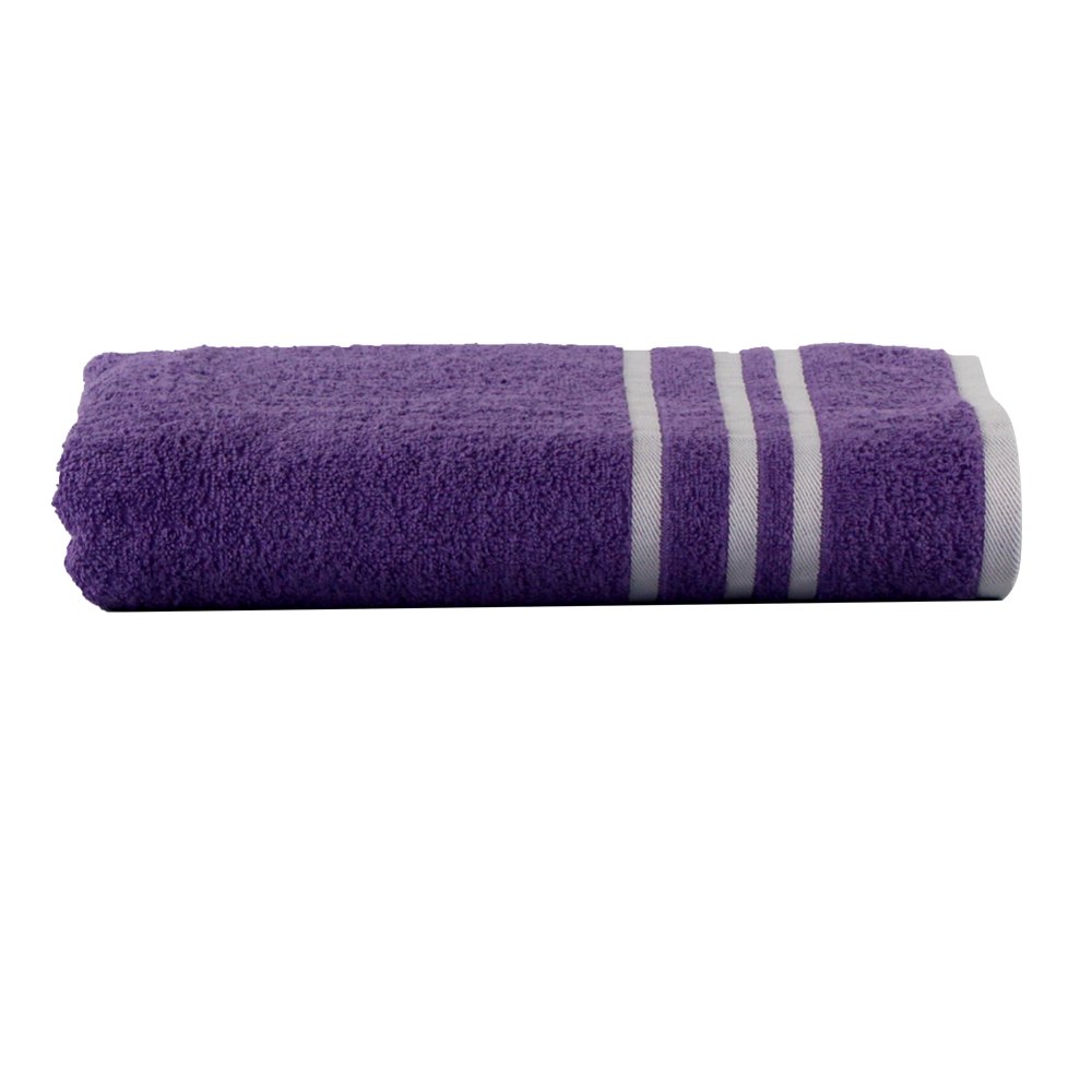 Mainstays Basic Bath Collection Single Bath Towel, Purple Stripe