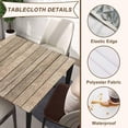 thumbnail image 4 of Square Tablecloth Wood Grain Fitted Table Cover Wipe Clean Cloth Tan Wooden Tablecloths with Elastic Edge Waterproof Polyester Cloths for Indoor Outdoor, Fit for 32"x32" Tables, Style-9, 4 of 4