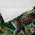 thumbnail image 4 of Ambesonne Cat Fleece Throw Blanket Exotic Wild Floral Jungle Scene 50"x60" Green and Multicolor, 4 of 5