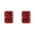 thumbnail image 3 of Clara Pucci 2Ct Natural Garnet Emerald Cut VVS1 Screw Back Stud 14k Solid hypoallergenic Gold Designer Earrings For January, 3 of 7