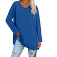 thumbnail image 1 of Breezora Tunique à Col Rond Surdimensionnée pour Femmes, Chemise à Manches Longues Rayée, Blouse Douce et Ample, Tenue Décontractée Décontractée, Confort Quotidien 2026, Taille P, Bleu, 1 of 5
