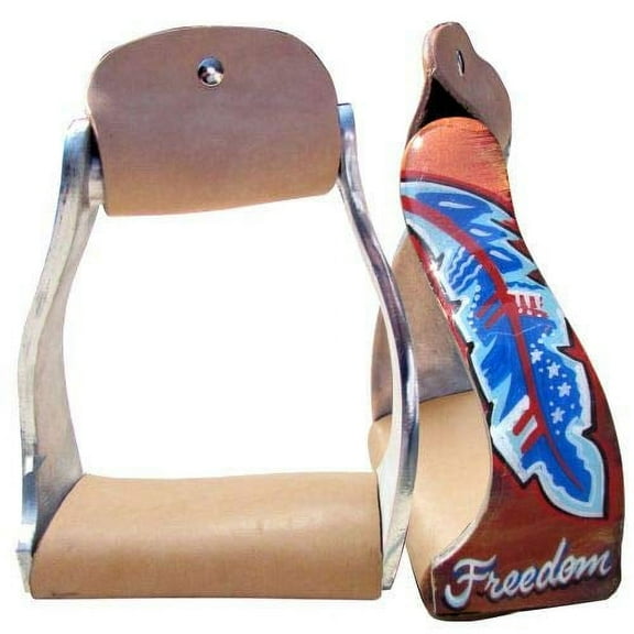 Showman Lightweight Twisted Angled Aluminum Stirrups w/ "Freedom" Feather Design
