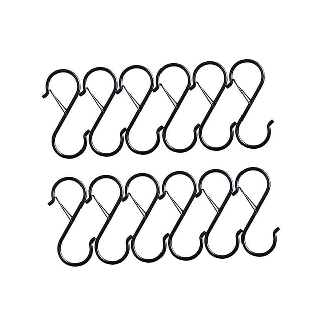 jifeng 12 Pieces Metal S Hooks 3.6 inch Kitchen Pot Rack Hooks Hats Kitchen Utensil Black