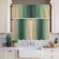 thumbnail image 4 of 3 Piece Kitchen Curtains and Valances Set Green Yellow Ombre Cafe Curtains 36 Inch Length Farmhouse Modern Gradient Art Valance & Tier Curtain for Living Room Bedroom Small Window 54"x18"+27"x36"*2, 4 of 6