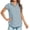 Blue, variant on Women's Summer Breathable Loose Casual Button Solid Short Sleeved Wool Ball Shirt Blouse Tops Black