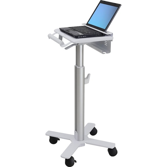 Ergotron Styleview Laptop Cart, Sv10 - 32 Lb Capacity - 4 Casters - 2.95" Caster Size - Metal, Steel - White, Aluminum (sv10-1100-0_3)