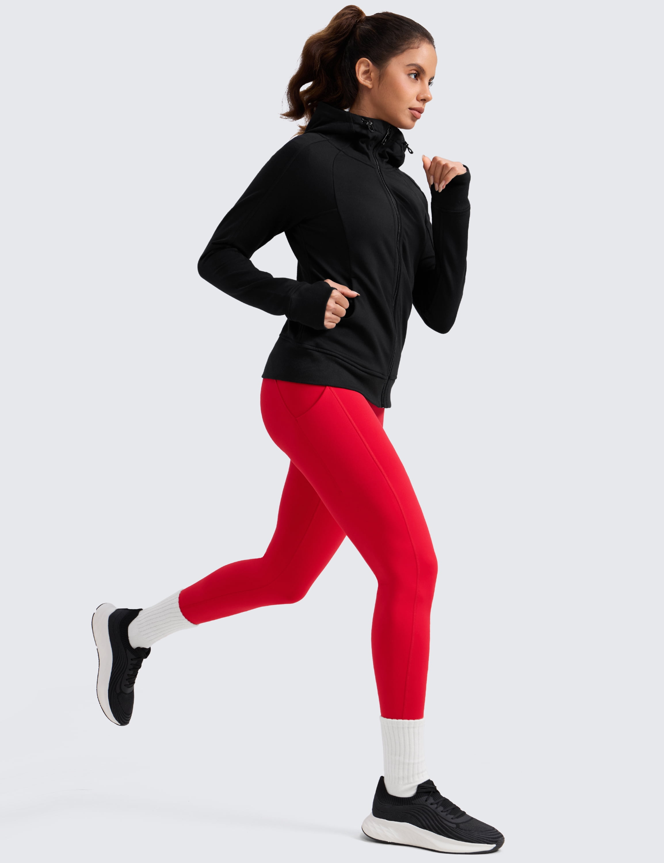 CRZ YOGA Water-Resistant Fleece Athletic Leggings Pockets 28" Thermal Hiking Casual Workout Womens Pants