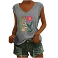 thumbnail image 2 of Xixinqiwan Women Tops,Women's Cap Sleeve Tank Tops V Neck Cute Printed Workout T Shirts Casual Loose Tunic Blouse, 2 of 4
