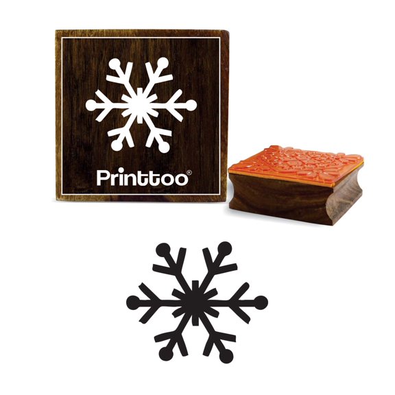 Printtoo Snowflake Pattern Square Wooden Rubber Stamp Craft Block Diary Card-5 x 5 Inches