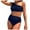 Navy, variant on COMVALUE Women One Shoulder High Waisted Bikini Set Two Piece Tummy Control Swimsuits Full Coverage Bathing Suit (Blue, M)