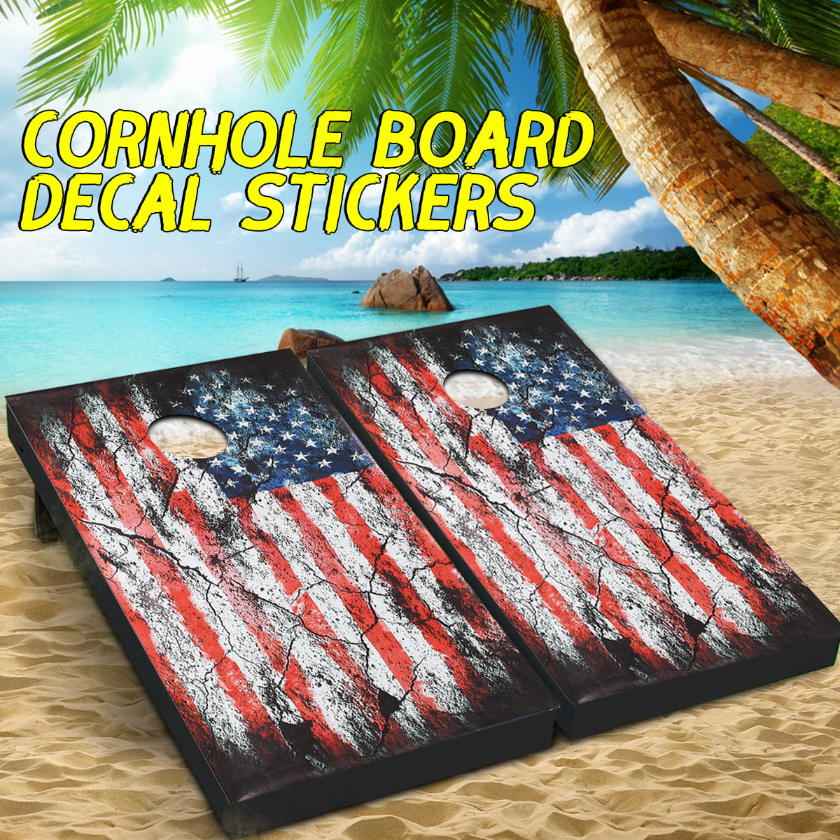 C66 American Flag Cornhole Board Wrap LAMINATED Wraps Decals Vinyl Sticker