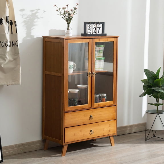 Farmhouse Sideboard Buffet Storage Cabinet Coffee Bar Table W/Drawers&2 Doors