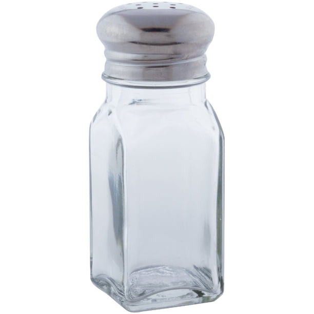 Salero y pimentero Norpro de vidrio transparente clásico de 3 oz con tapa de acero inoxidable (paquete individual)