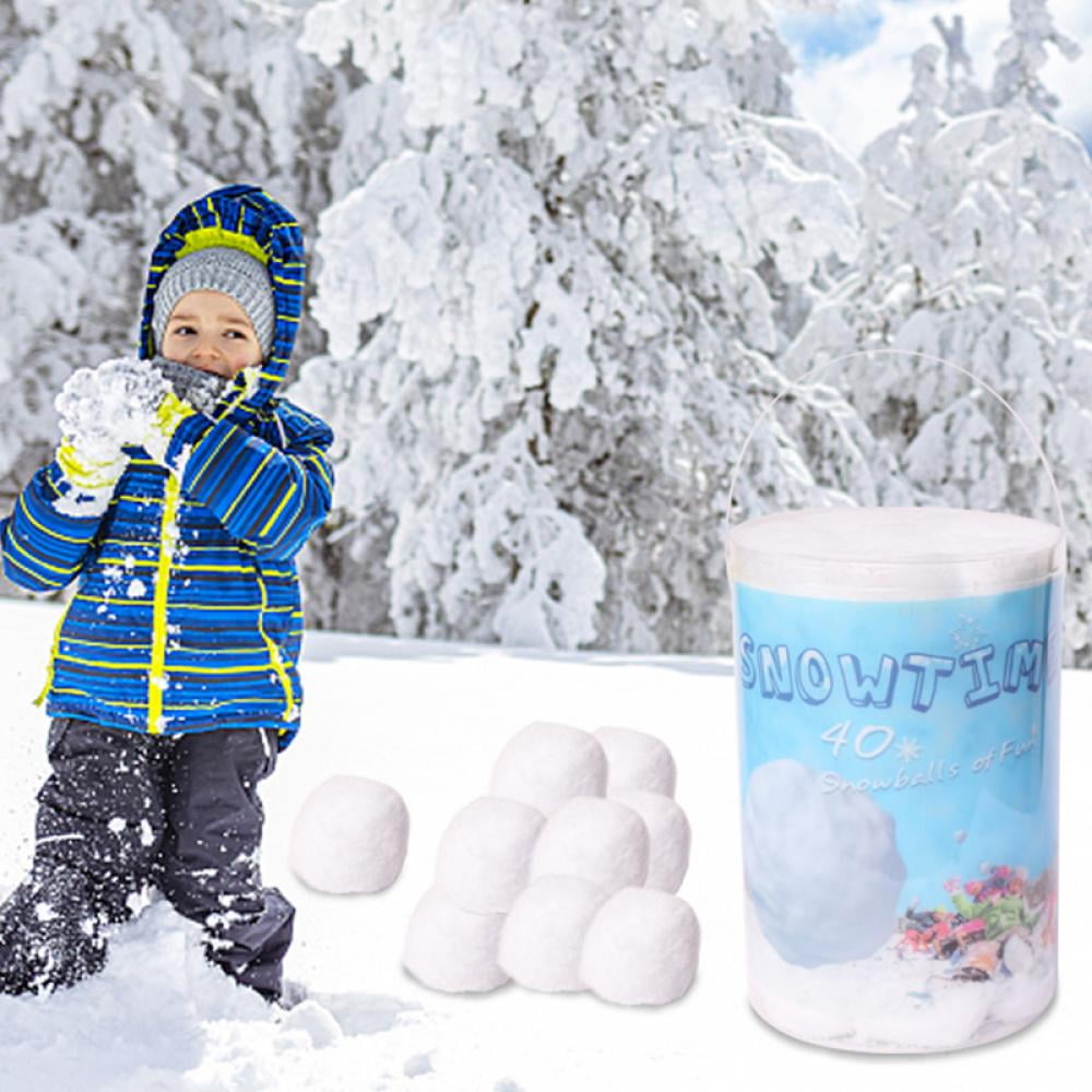 HiGift 20 Pack Indoor Snowball Fight Artificial Soft Snowball with Bags for Kids Adults Winter Snow Games 7.5 cm