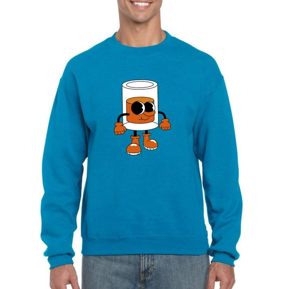 Toon Style Glass W Beverage Sweatshirt Men -Image by Shutterstock, Male Large