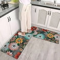 thumbnail image 3 of Boho Floral Kitchen Rugs Black Flowers Kitchen Mat Anti Fatigue Non-Slip Kitchen Floor Mats Comfort Standing Colorful Mat Farmhouse Waterproof Sink Laundry PVC Home & Office (17.3 x 28 +17.3 x 47), 3 of 6