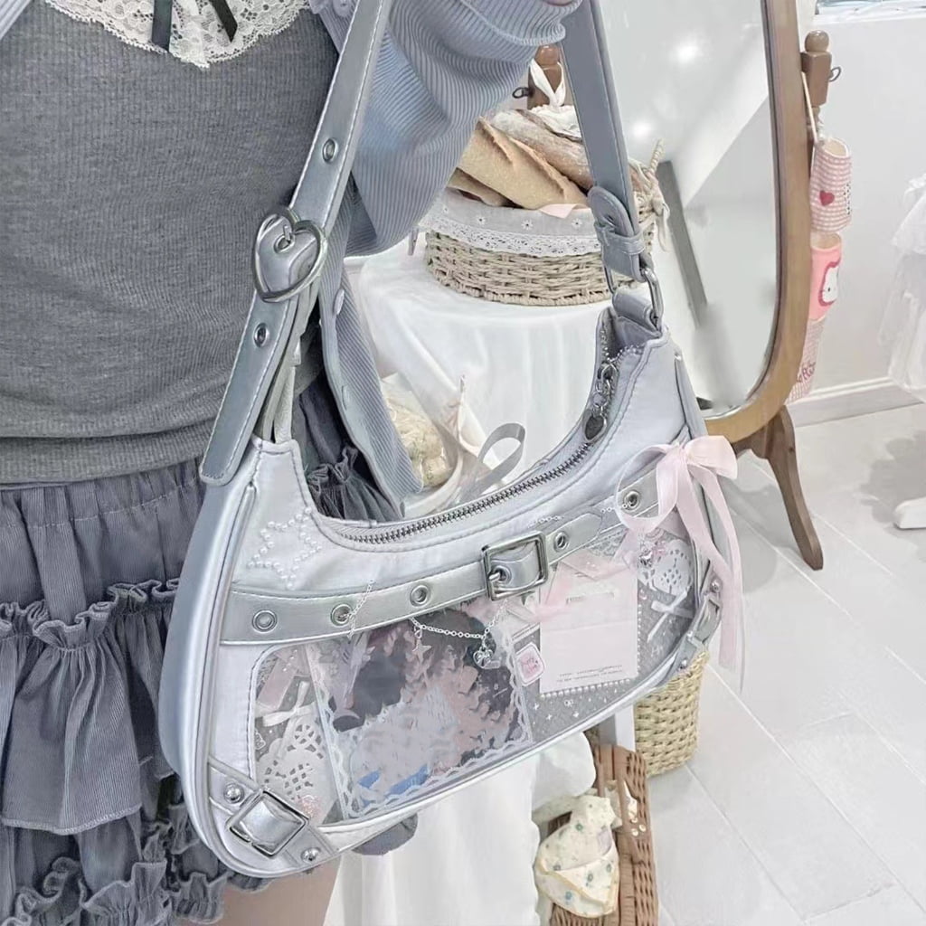 FENOHREFE Harajuku Ita Bag Crossbody Shoulder Bag Handbag Transparent Itabag Messenger Bag Fashion Satchel Handbag Daypacks Gifts