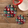 thumbnail image 2 of GZHJMY Christmas Pattern Trivets Pot Holders Set of 2, Hot Pads, Table Mats,Placemats Set for Cooking and Baking, Cotton Braided Hot Pads, 7.09"+9.45", 2 of 7