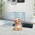 thumbnail image 2 of YRLLENSDAN 24 inch Dog Crate, Dog Crates and Kennels Folding Metal Dog Crate With Double-Door,Divider Panel, Removable Tray And Handle Pet Dog Cages For Small Dogs Indoor Outdoor, Blue, 2 of 7
