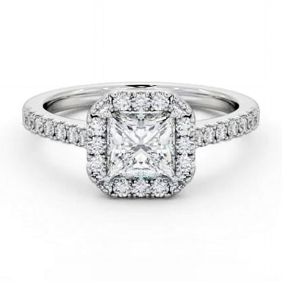 Nerra Jewel 14K White Gold Plated Rings - 1.8 Ct Princess Cut Diamond Wedding Rings - Halo Engagement Diamond Rings for Women's - Party Wear Diamond Rings for Women's Gifts