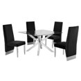 thumbnail image 1 of 47" x 47" Clear Glass 5pc Dining Set with Silver Stainless Steel, 1 of 4