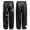 Black, variant on Kids Girls Sparkle Trousers Metallic Hip Hop Jazz Modern Dance Pants Fitness Sport Cargo Silver 140