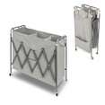 thumbnail image 4 of 3 Section Laundry Sorter Foldable,220L Large Collapsible Laundry Basket with Wheels, Laundry Hamper Cart with Heavy Duty Rolling Lockable Wheels and Removable Bags, Grey, 4 of 7