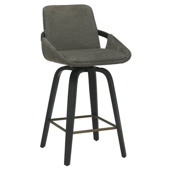 Inspire Fabric Bentwood 26" Counter Stool w/Swivel in Charcoal/Black (Set of 2)