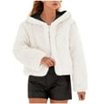 thumbnail image 3 of SwiftWear Women's Oversized Faux Fur Jacket Fashion Casual Fluffy Plush Hooded Coat Open Front Cardigan Warm Outerwear, White, 3 of 9