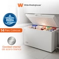thumbnail image 1 of White Westinghouse  Congelador 14 pies |380 L  Acero blanco  Control dual de temperatura  Condensador interno Canastilla interior  Manija exterior  Cerradura llave  Luz interior  Ruedas, 1 of 9