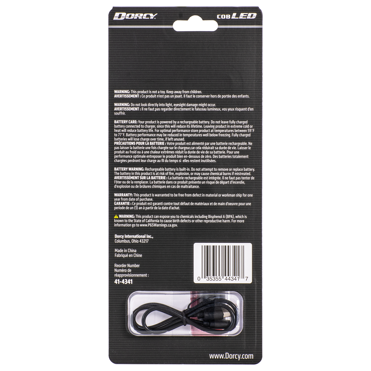 Dorcy 41-4341 180-Lumen COB Rechargeable Work Light and LED Tip Inspection Flashlight