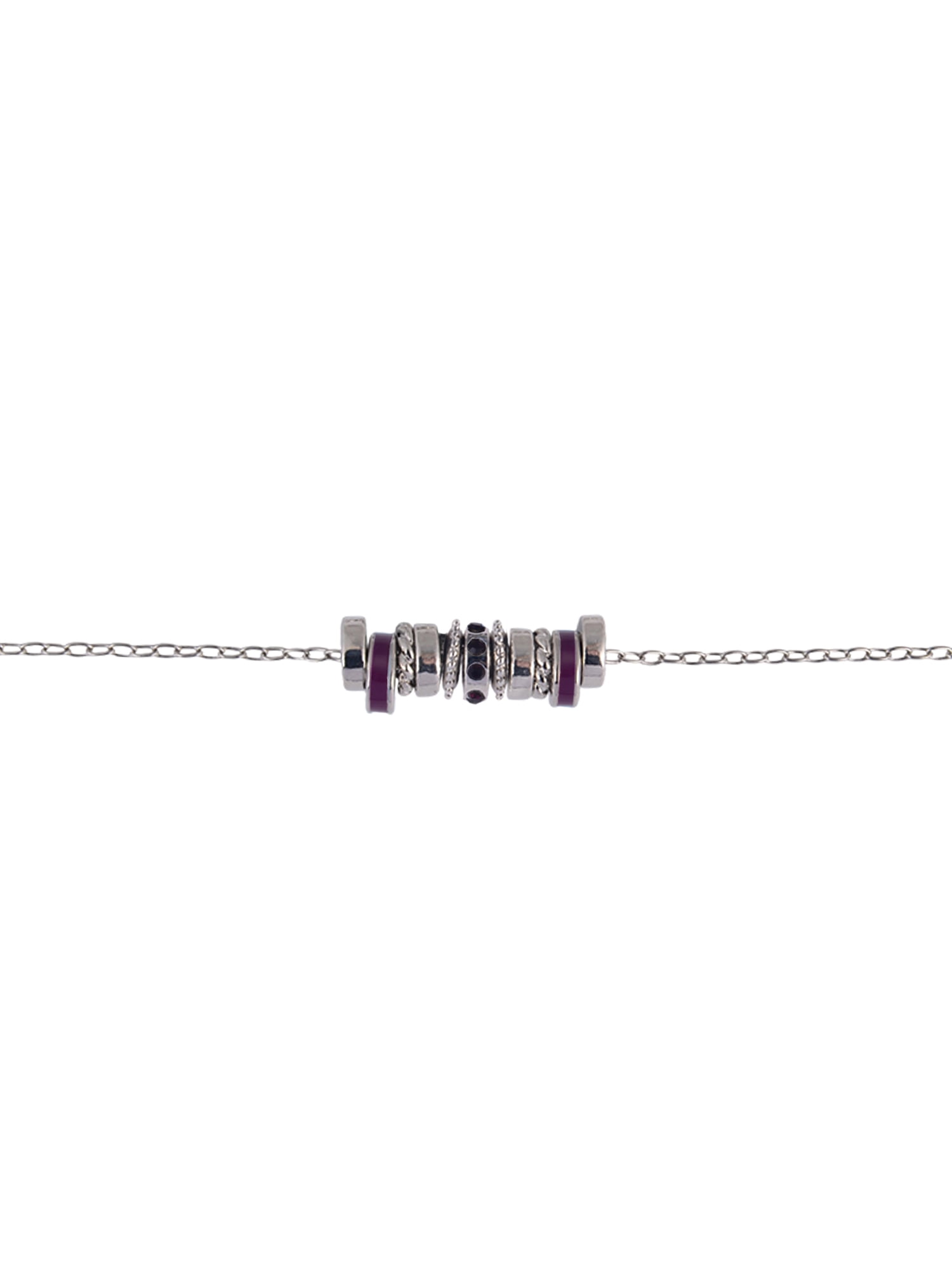 Time and Tru Silvertone Chain with Amethyst Birthstone "February" Necklace