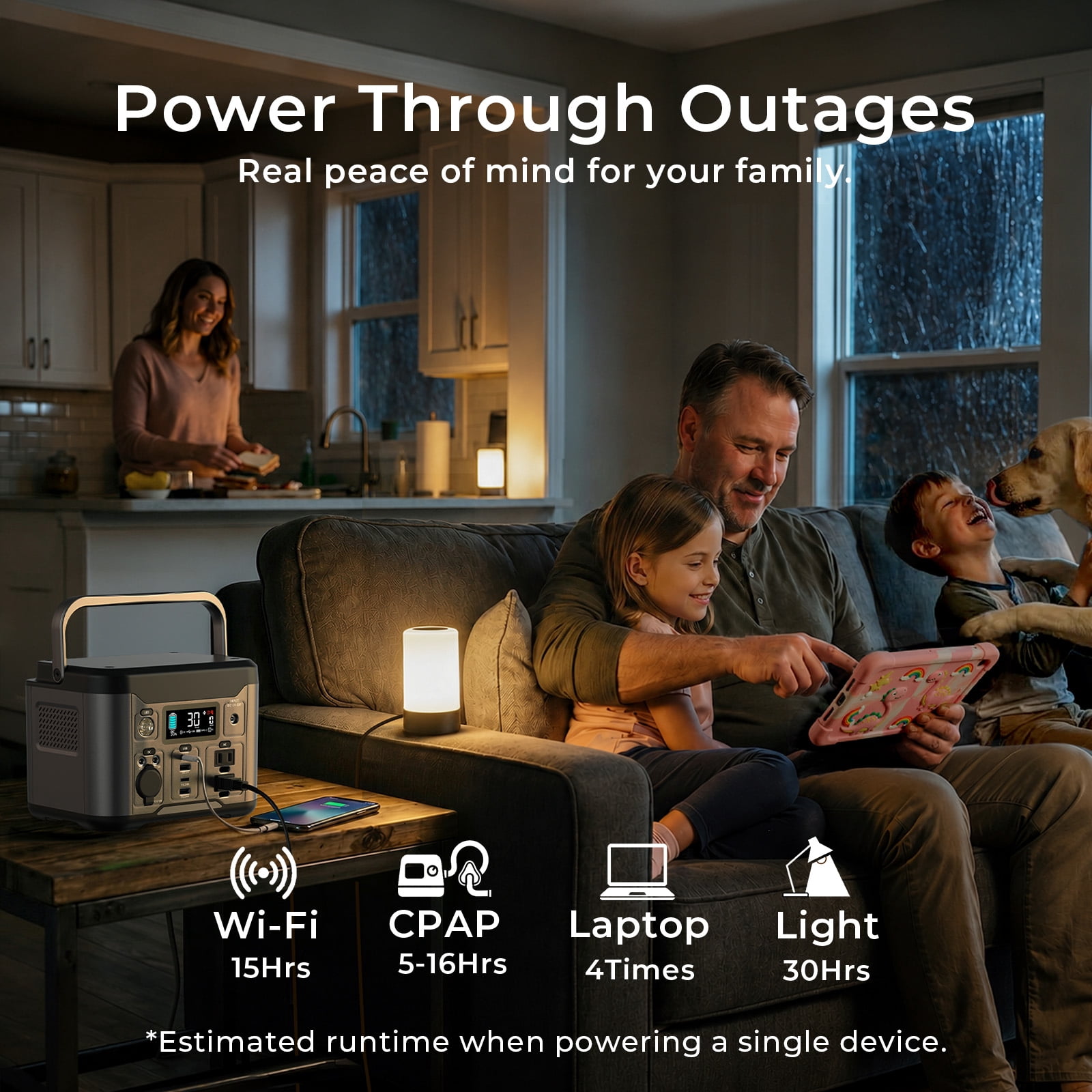 Goosiay 300W 296Wh Portable Power Station Battery with 60W PD and Pure Sine Wave AC Outlet , Gray