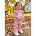 thumbnail image 5 of Cjfdfy Toddler Baby Girl Spring Fall Winter Outfit Baby Girls Little Miss Sassy Pants Clothes Waffled Letter Embroidered Ruffled Trim Long Sleeve Crewneck Sweatshirt and Long Pants 2 Pcs Set, 5 of 9