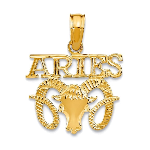 13.55mm 10k Solid Yellow Gold Aries Zodiac Charm Pendant Necklace for Women - .5 Grams