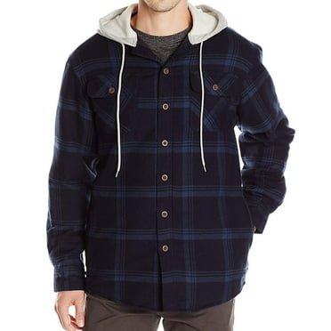 Mens Jackets Shirt Hooded Plaid Quilted Lining 3XL