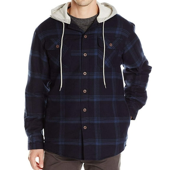 Mens Jackets Shirt Hooded Plaid Quilted Lining 3XL