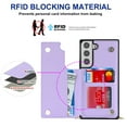 thumbnail image 3 of Mantto Leather Wallet Case for Samsung Galaxy S21 Flip Folding Case with RFID Blocking Card Slots Zipper Pocket Kickstand Detachable Handstrap Magnetic Shockproof Purse Case For Galaxy S21,Purple, 3 of 8