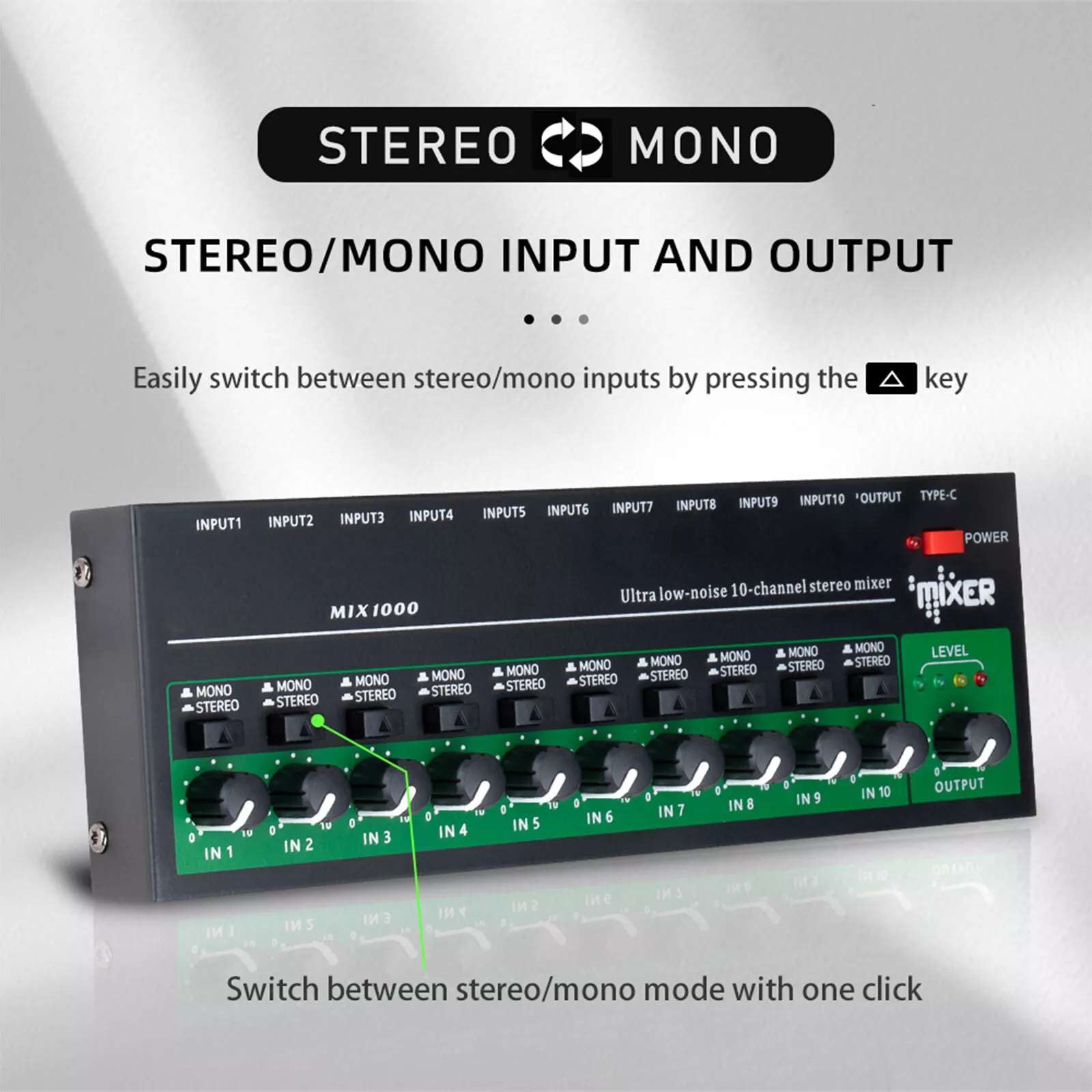 Precision Sound Mixer for Detailed Audio Adjustment Independent Control Knobs & Low Noise Chip