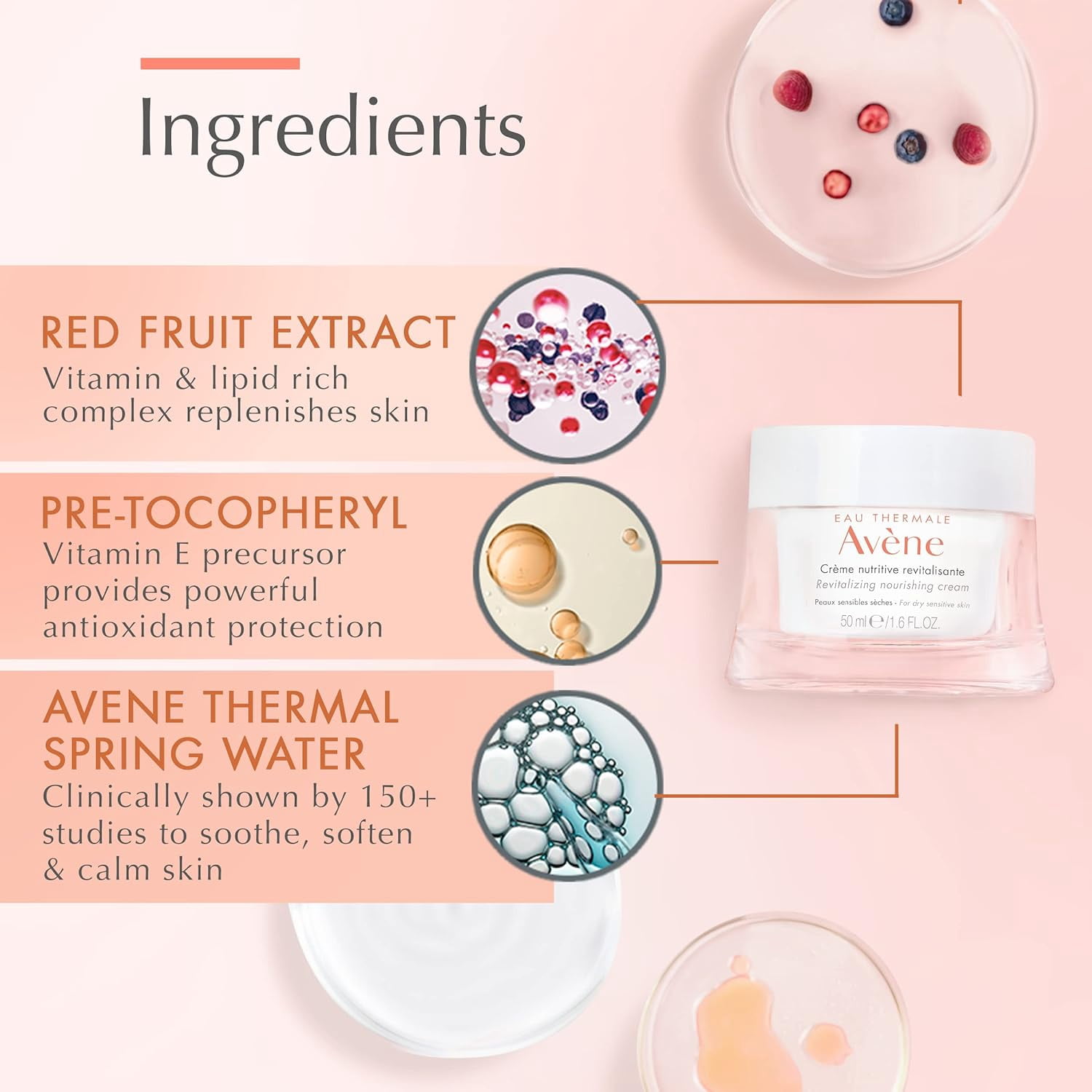 Avene Revitalizing Nourishing Cream - Ultra Nourishing Facial Moisturizer - Non-comedogenic, 1.6 fl oz