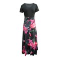 thumbnail image 4 of Teissuly Fashion Women Short Sleeve Floral Boho Printing Long Dress Ladies Casual Dress, 4 of 7