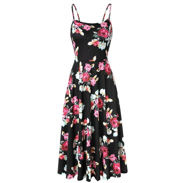 Leutsin Robe Maxi pour Femmes Aguichant à Imprimé Floral, Dos Nu, à Bretelles, Grande Taille, Sans Manches, Décontractée, Robes Maxi Grande Taille