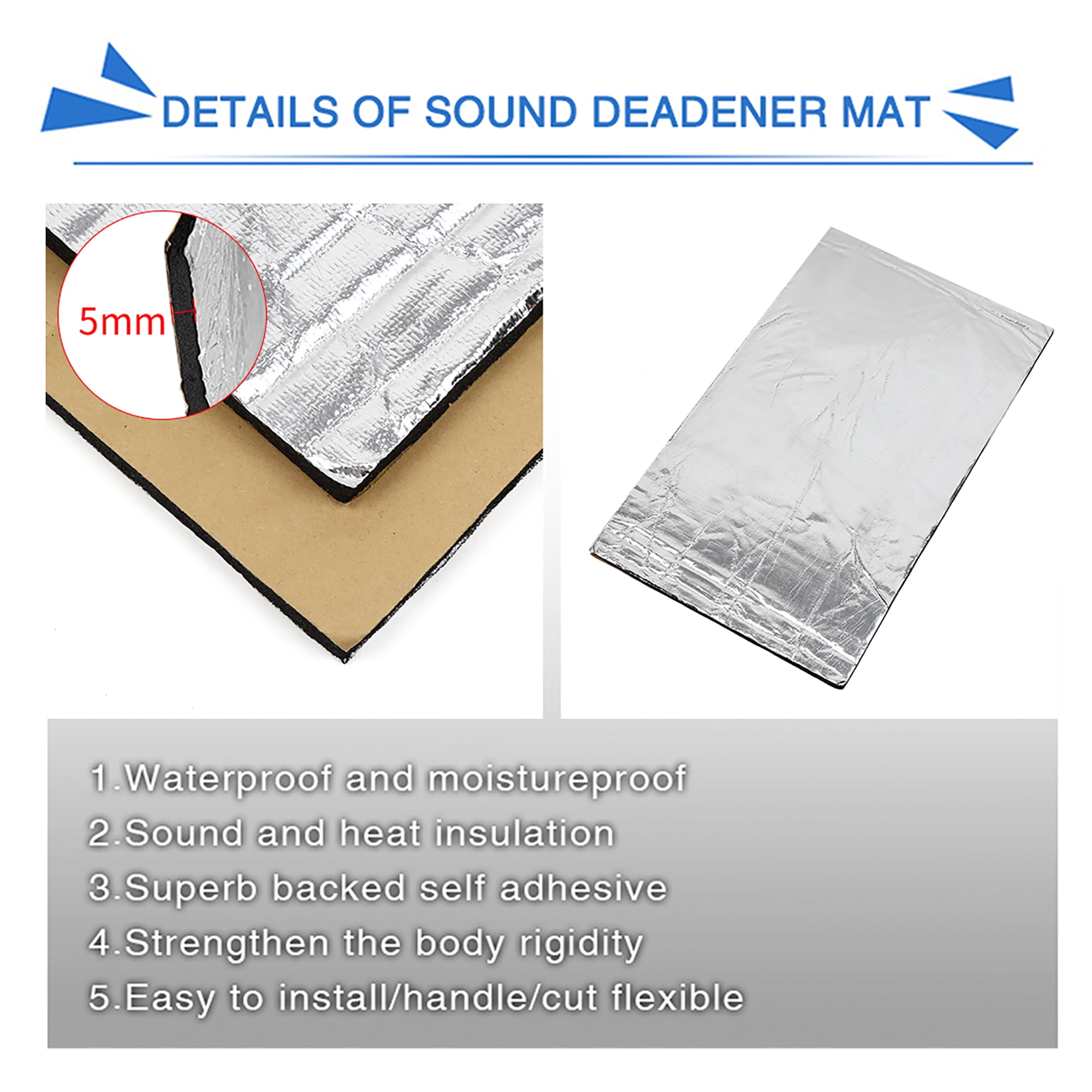 Unique Bargains Universal 197mil Car Heat Sound Insulation Deadener Noise Mat